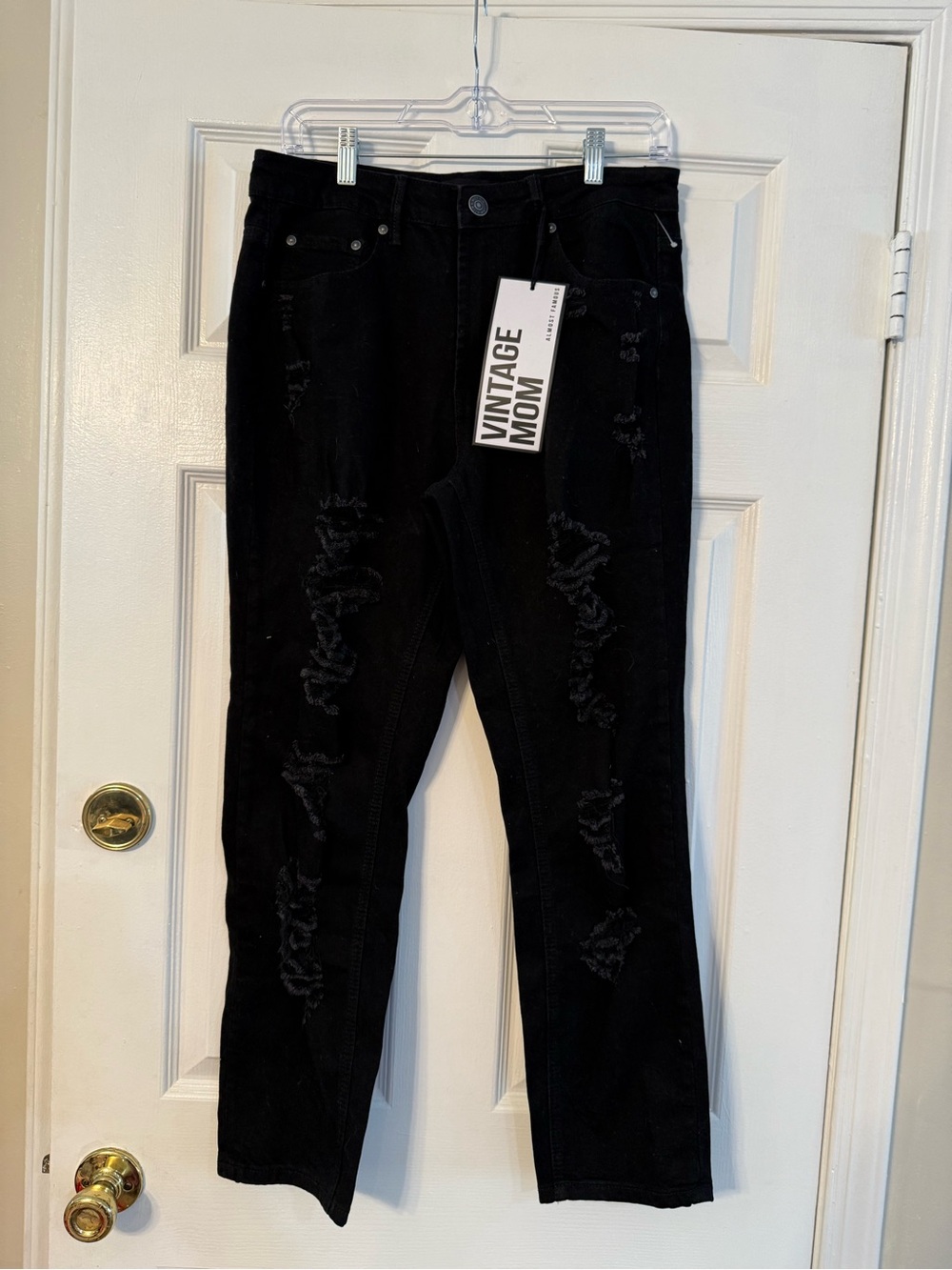 Almost Famous Juniors Vintage Mom Black Distressed Jeans
